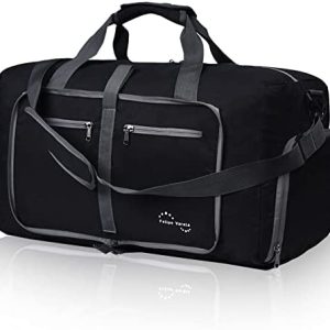 Felipe Varela 65L Duffle Bag with Shoes Compartment and Adjustable Strap,Foldable Travel Duffel Bags for Men Women,Waterproof Duffel Bags